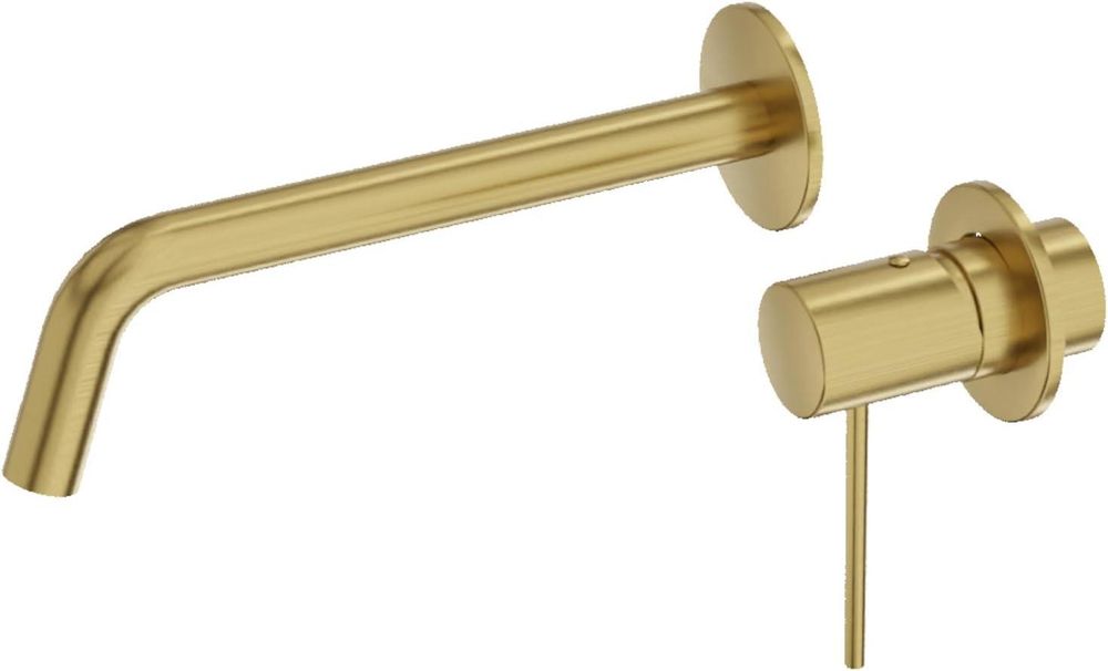 LAVITA Waschtischarmatur Unterputz für Wandmontage - Orion Brushed Gold | Wasserhahn Bad für Wandmontage | Mischbatterie für Waschbecken | Einhebelmischer Waschtisch-Armaturen Badezimmer |