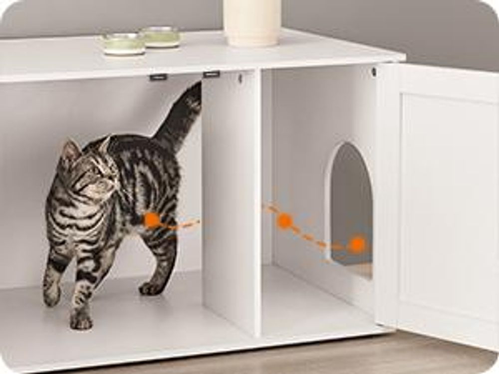 FEANDREA Katzentoilette,80x53x49,2cm,mit herausnehmbarem Trennwand weiß
