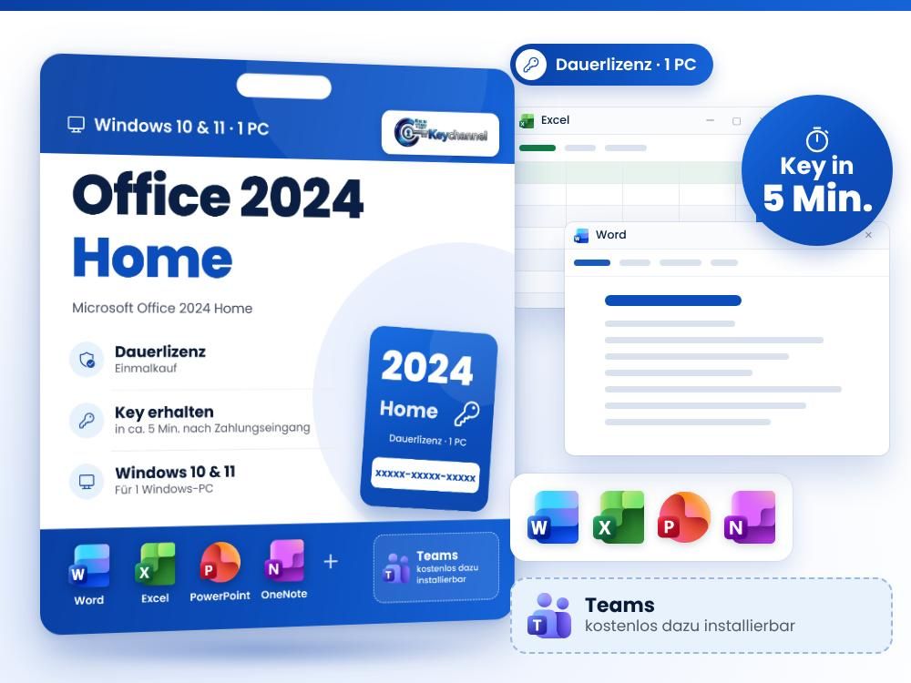 Office 2024 Home – Dauerlizenz, schnell digital geliefert
