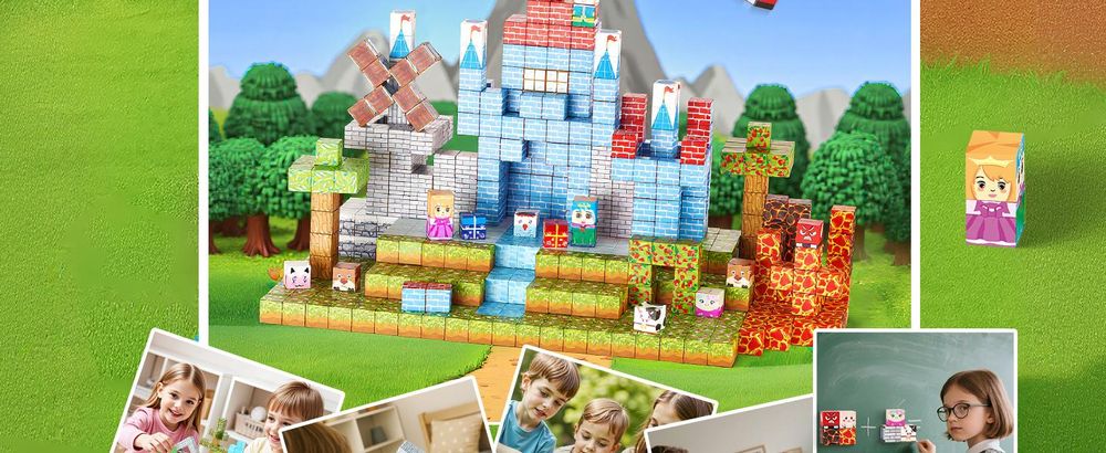 VEVOR Magnetische Bausteine, 150-teiliges Waldburg-Set, Magnetblöcke, STEM Montessori-Sensorikspielzeug als Weihnachts- & Geburtstagsgeschenk, Konstruktions-Stapelspielzeug, ab 3 Jahren