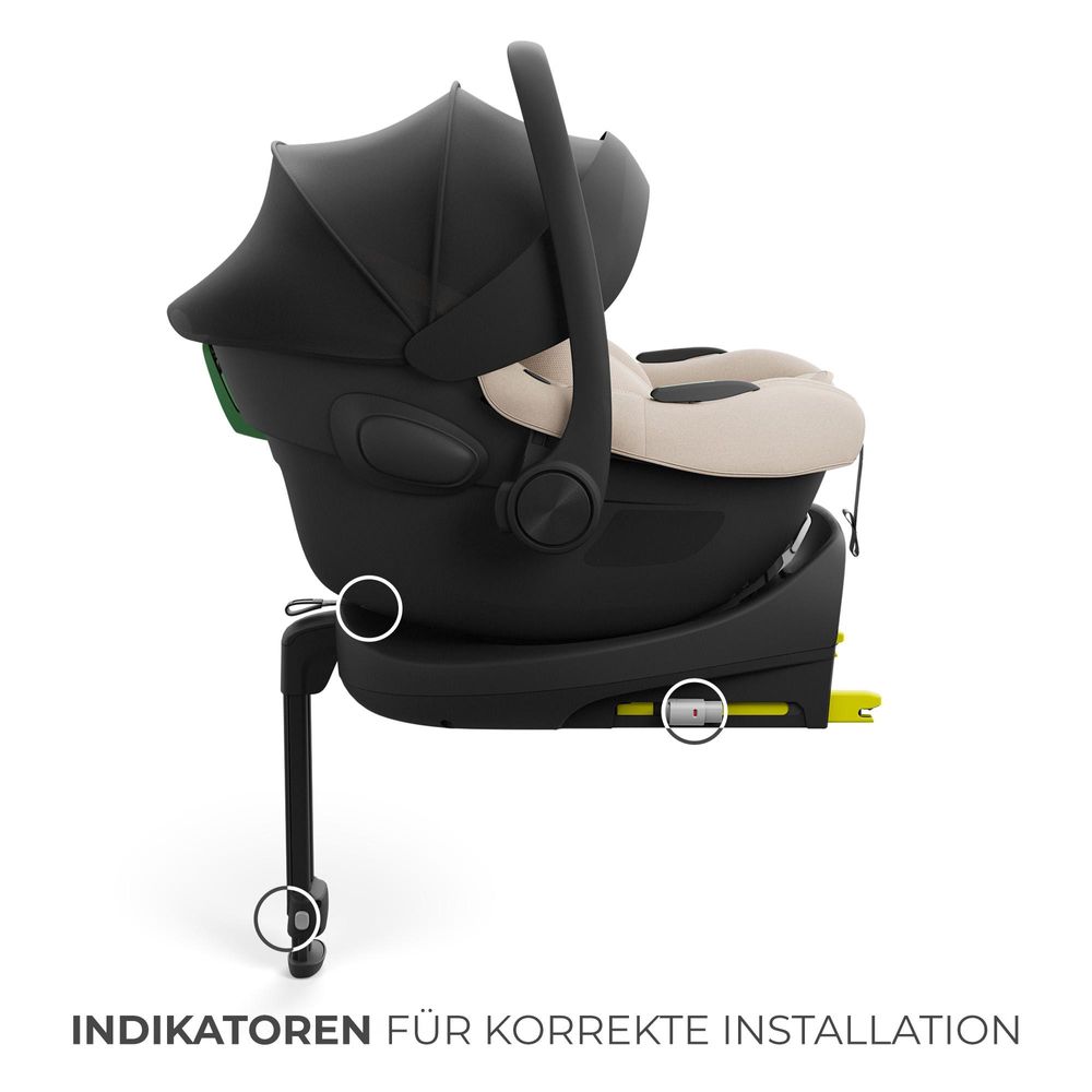 Kinderkraft I-LITE i-Size Babyschale 40–87 cm – Ultraleicht (3,2 kg), ISOFIX & Gurtmontage, Sonnenverdeck, Beige