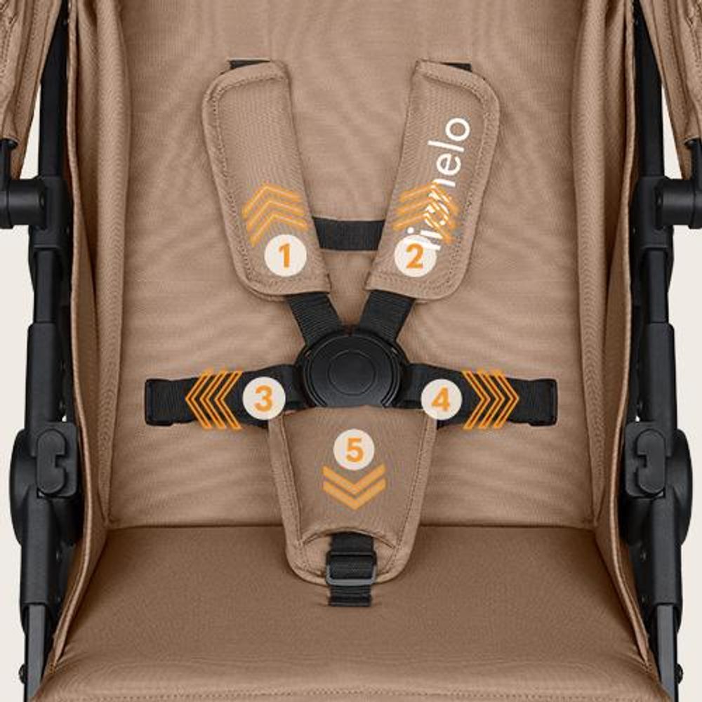 Lionelo Emma One Buggy bis zu 22 kg Schwenkbare 360 Räder Einhändig klappbar Verstellbare Rückenlehne und Fußstütze XXL-Verdeck UPF50+ Beige