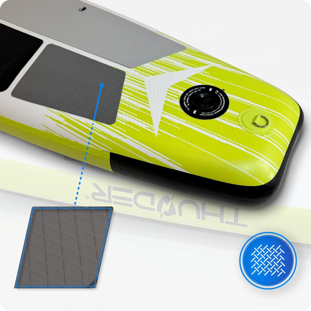 THUNDER® Stand Up Paddle Board | VELA | 320x75x15cm | Lime | Bis 150kg | Komplettset | Aufblasbar | Paddleboard | SUP Zubehöre | Kajak Sitz |