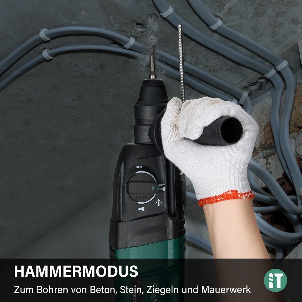 STANEW Bohrhammer 950 W SDS Plus, 0–1150 U/min/5100 BPM, Bohrmaschine mit 4 Funktionen & Sicherheitskupplung, Kabelgebundener Stemmhammer mit variable Geschwindigkeit, Beton, Stahl, Holz