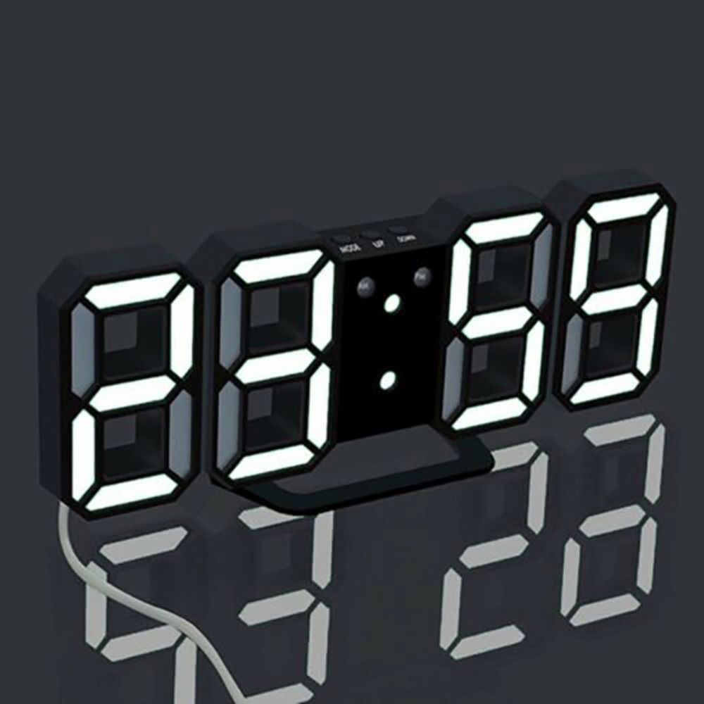 Digitaler Wecker 3D LED Digital Digitaluhr Wanduhr Datum 12h 24h USB Temperatur Alarm Clock Schlafzimmer Wohnzimmer Küche Büro Dimmbar Zeit Uhr Retoo