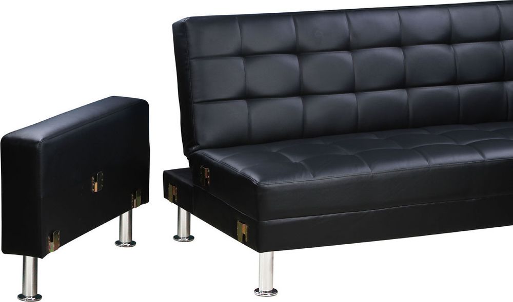 Ecksofa reversibel mit Schlaffunktion "Theo" - 258 x 82/147 x 82 cm - 4 Personen - Schwarz