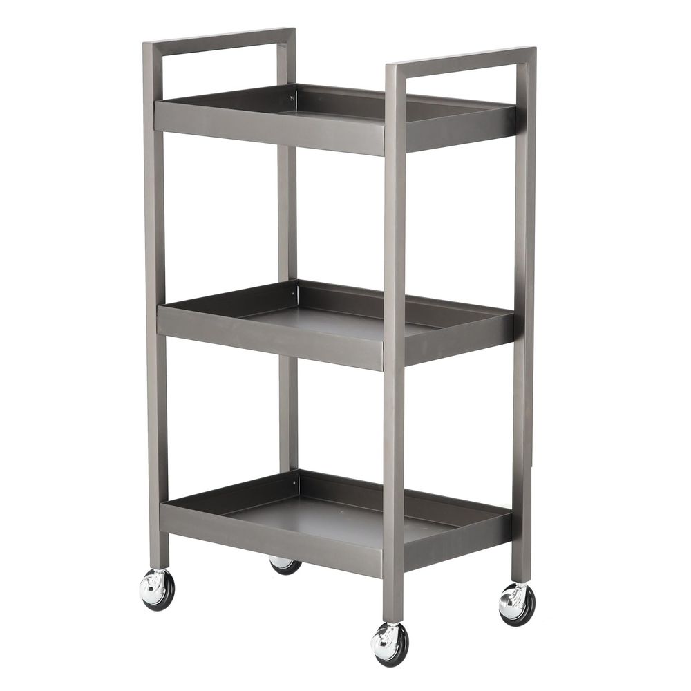 Carrello per cosmetici in metallo argentato
