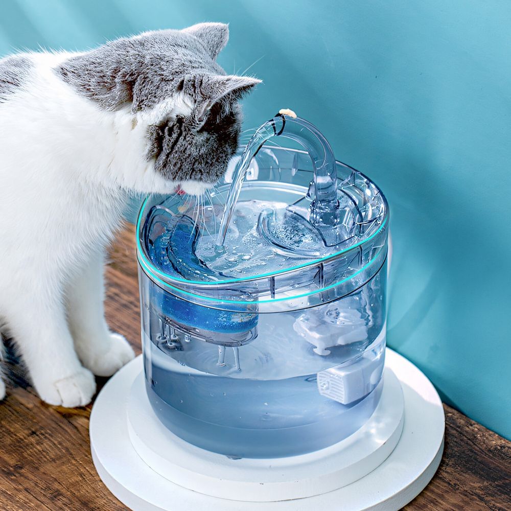 Automatisch Trinkbrunnen 2 Litren für Katzen und Hunde, leiser Wasserbrunnen mit LED-Licht, Haustier Wasserspender, Aktivkohlefilter Retoo