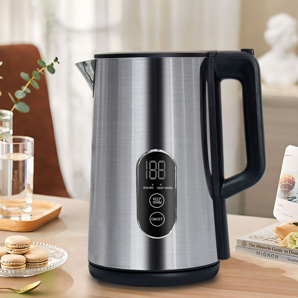 Wasserkocher 1.8L mit Temperatureinstellun 1500W bis 1800W Teekocher, LED Touchpanel, Warmhaltefunktion, BPA-frei, Abschaltautomatik, Edelstahl Retoo