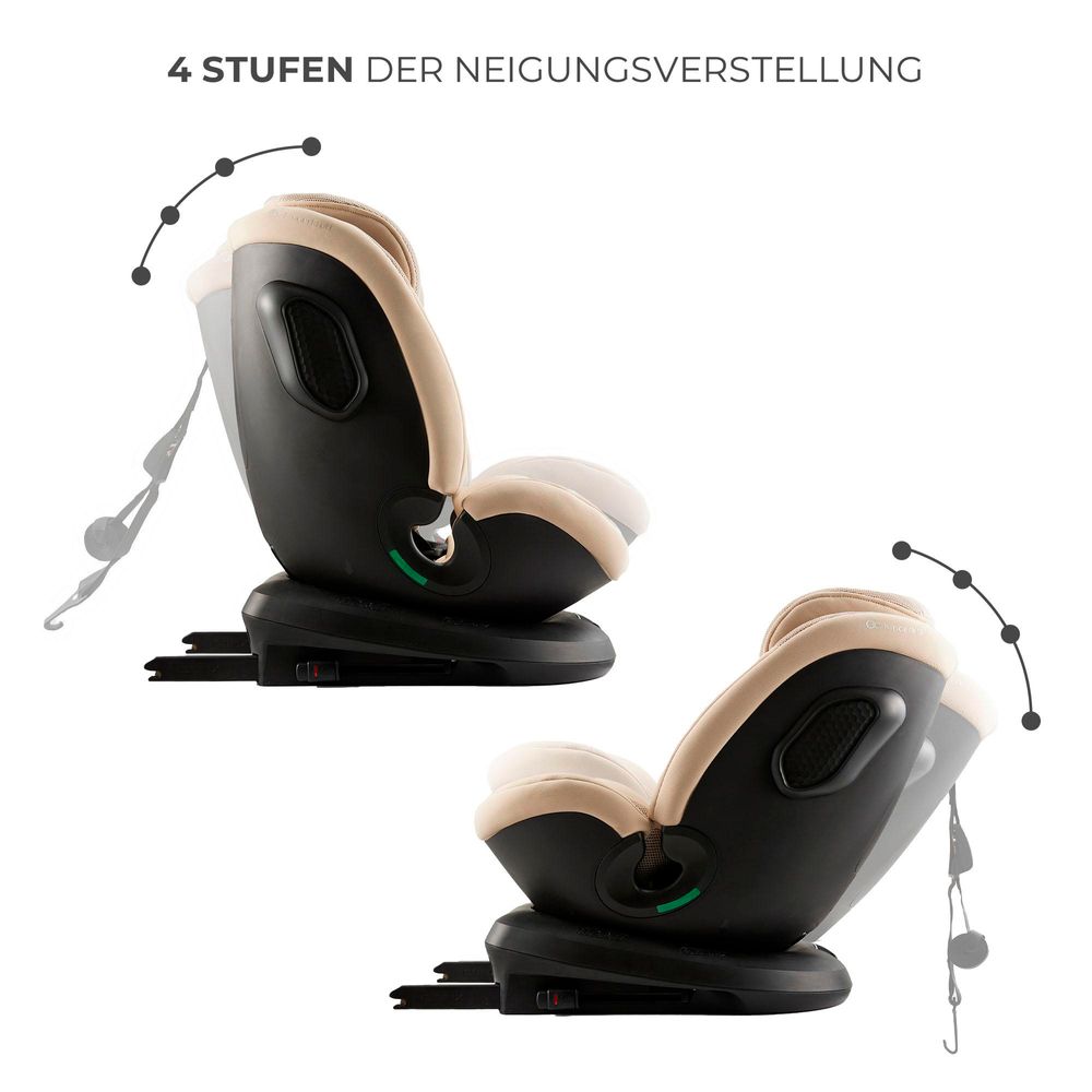 Kinderkraft XPEDITION 3 i-Size - Autositz 40-150 cm - 360° drehbar - RWF bis 22 kg - SPS+ und H-GUARD+ Systeme - Ergonomisch - Atmungsaktiv - Beige
