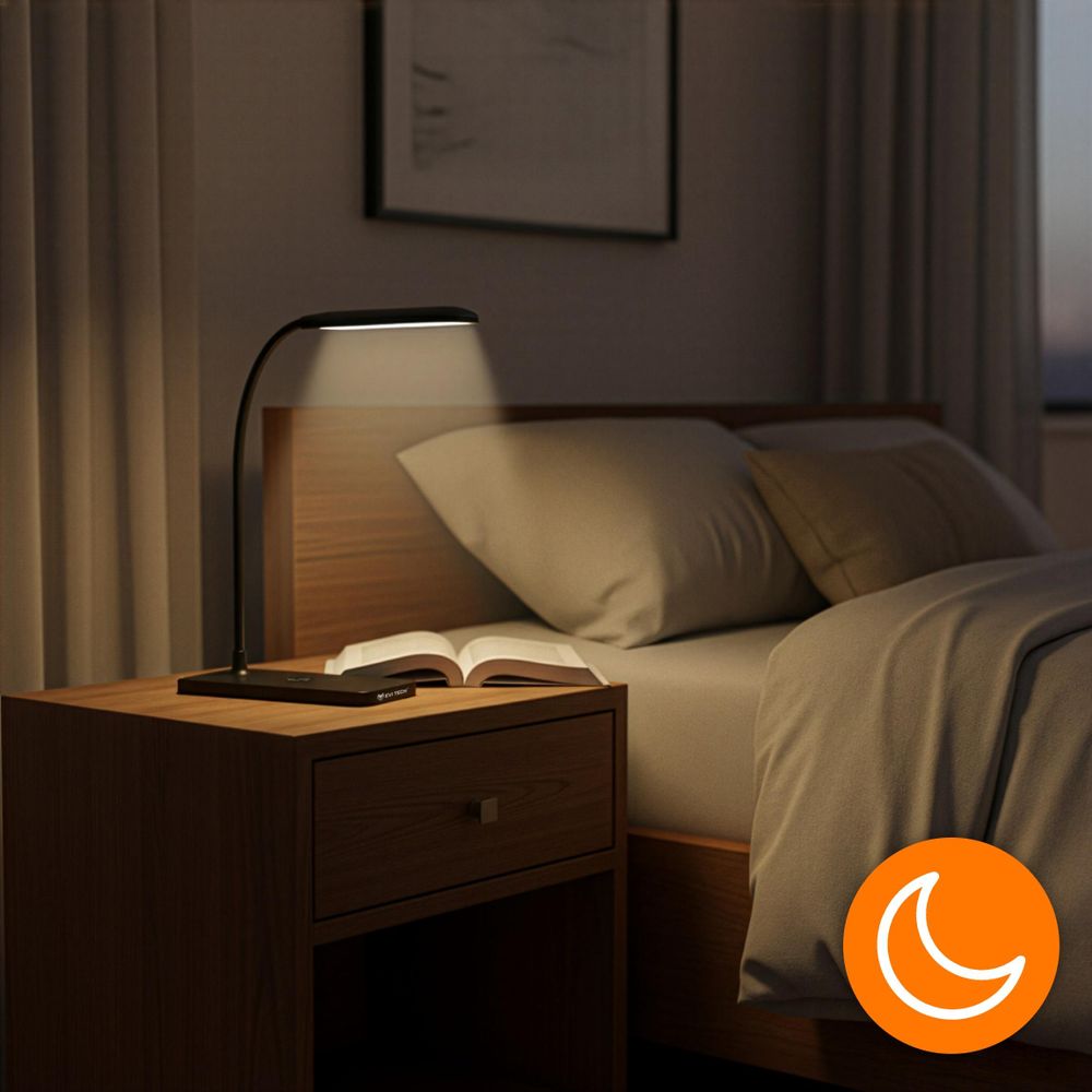 LED Schreibtischlampe Schwarz mit 15W Induktionsladegerät, Touch-Steuerung & 3 Lichtmodi, Nachttischlampe für Kinder & Büro, EVI TECH Qi Ladestation