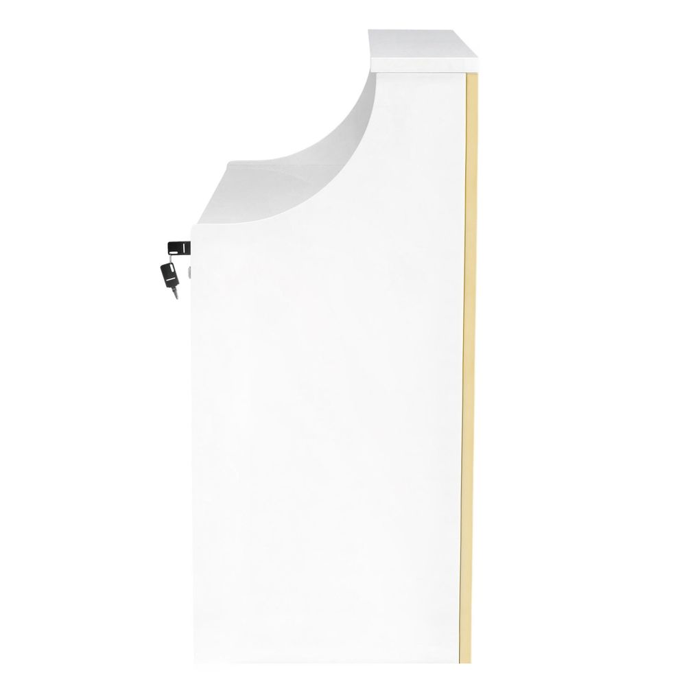 Banque d'accueil laquée Diamond 100 cm pour salon de coiffure, institut de beauté et SPA - blanc