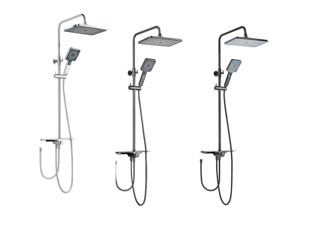 SCHÖNER WOHNEN-Kollektion Duschsystem VERINA mit Ablage, Chrom, Duschstange mit Regendusche