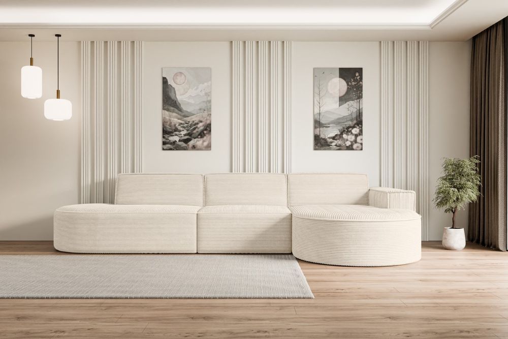 ALTDECOR Ecksofa in L-Form  MARI-L2 - 328x171x79,5 cm  Beige -  Corner Sofa Bett Eckcouch Couch  Wohnlandschaft Cauchsofa