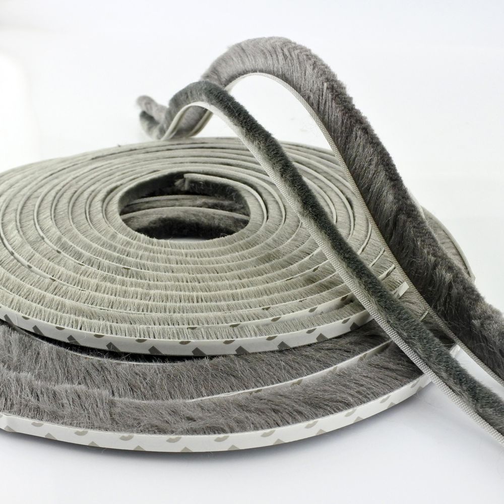 Bürstendichtung selbstklebend 7×15mm 10m grau Türdichtung 3M-Kleber Türbürste Dichtungsbürste