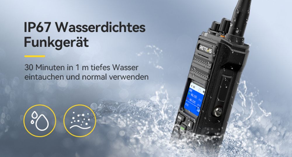 Retevis NR630S Funkgerät Großer Reichweite, Wasserdichtes IP67, Verbesserte KI-Rauschunterdrückung, 2800mAh, LCD-Bildschirm, Walkie Talkie für Gruppen