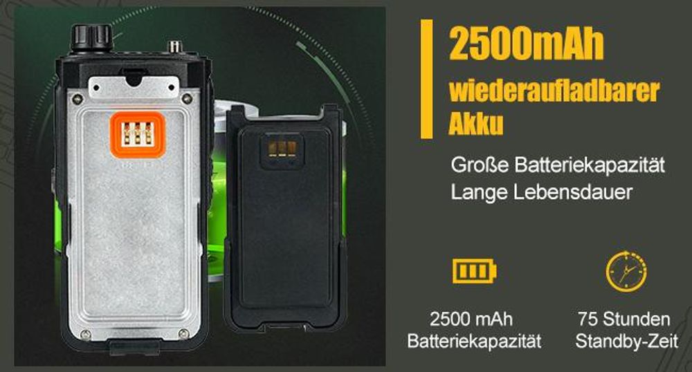Retevis RA89 Amateurfunkgerät, Dualband Funkgerät, Unterstützung Chirp Amateurfunk, IP68, COMP, 1750hz, DTMF, VFO, Langstrecken,2500mAh Akku,Typ-C