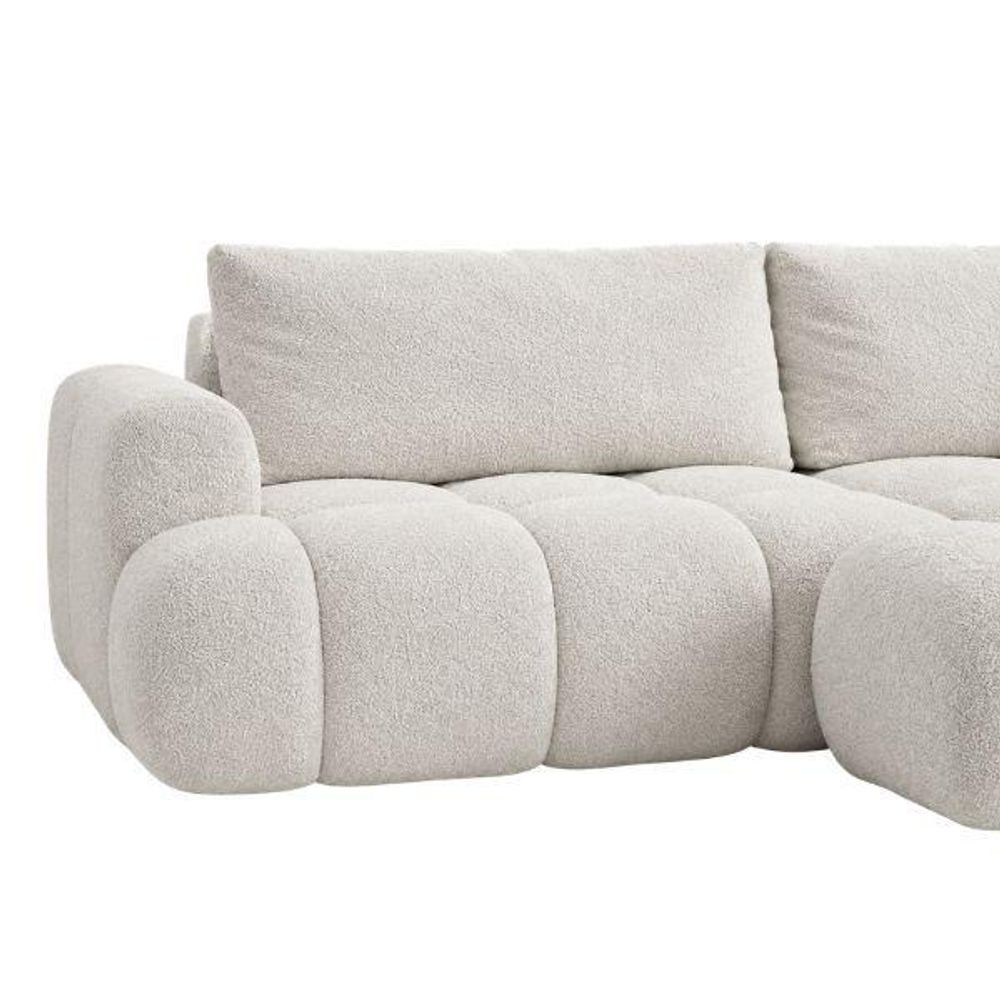 MORELLO Cloud Ecksofa Bouclé mit DL-Mechanismus, Schlaffunktion 140 x 210 cm und Bettkasten, Rechts – Monte 11