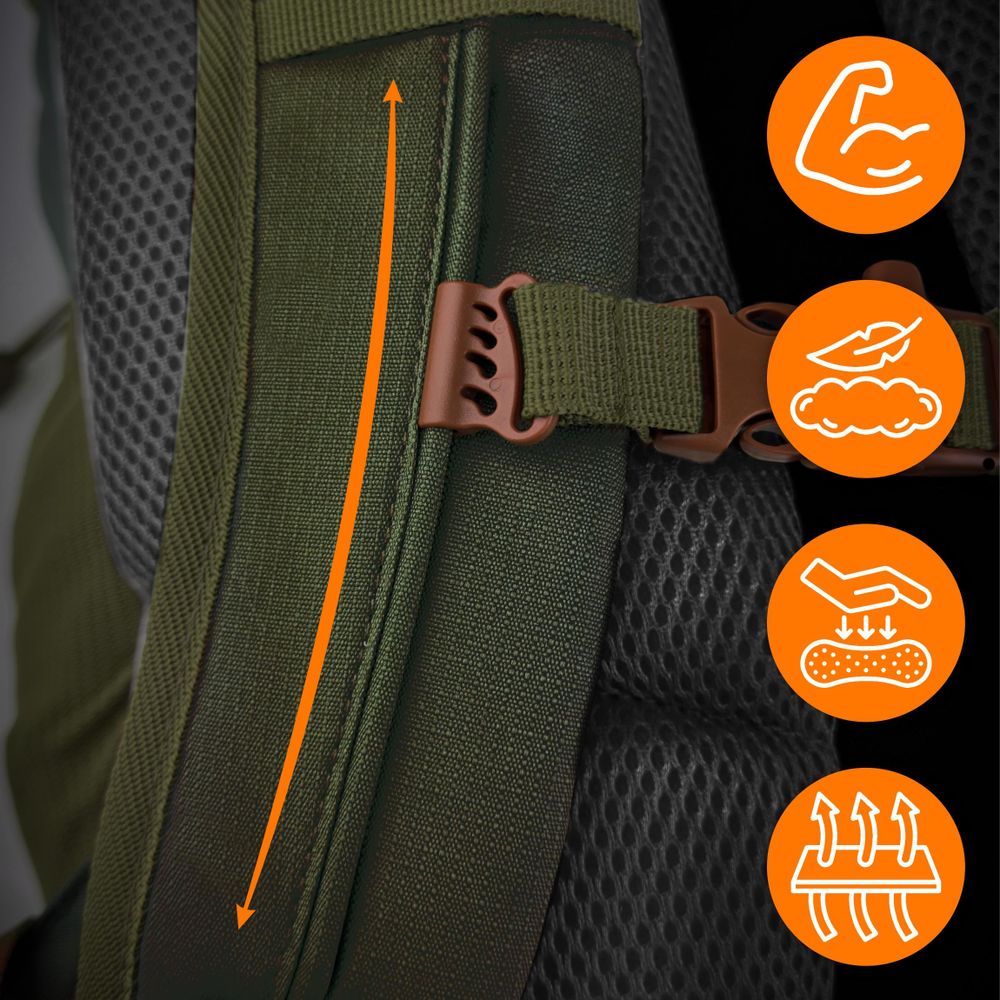 Wanderrucksack 25L Trekkingrucksack Herren & Damen, Titan-Core™ Nylon Outdoor Rucksack mit Regenschutz & Laptopfach, EVI SPORT Trailpack Army Green