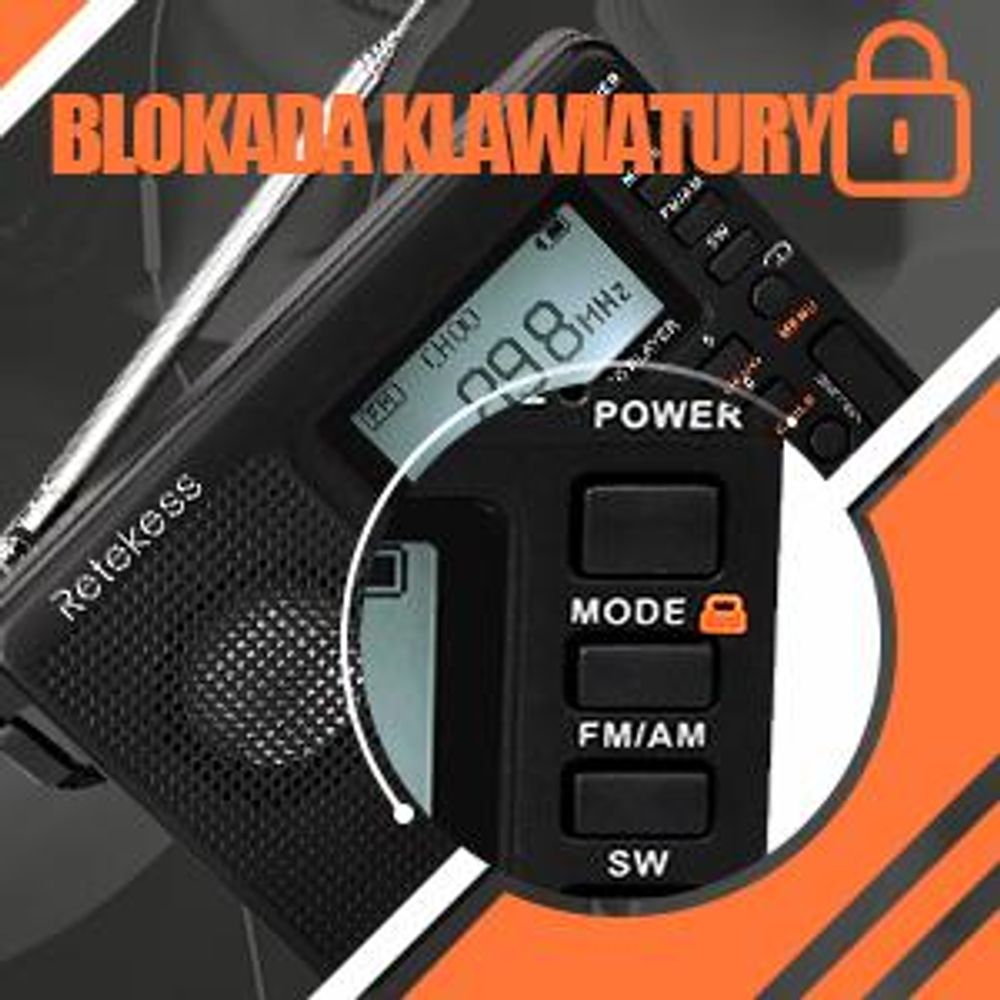 Przenośne radio Retekess V115, radio AM FM SW z akumulatorem 1000 mAh, karta TF 32 GB, prezent świąteczny dla rodziny
