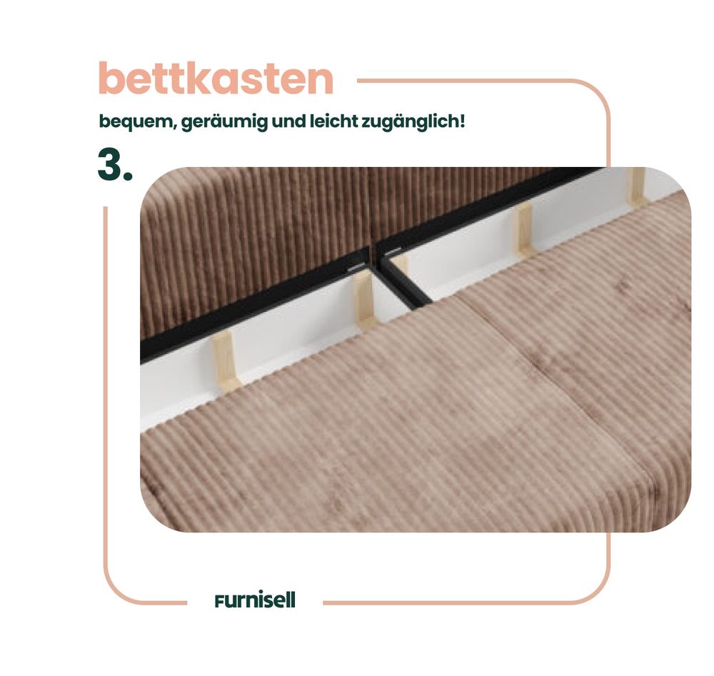 Furnisell Cord Schlafsofa Sofa mit Bettkasten "FANO", Dunkelblau