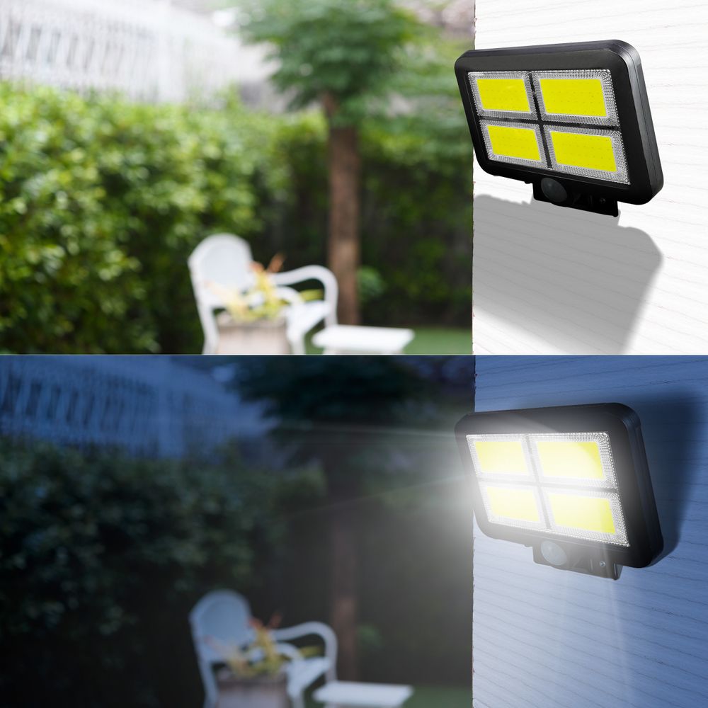 Solarlampen für Außen mit Bewegungsmelder 128 LED Garten Solarleuchten Superhelle Wandleuchte Aussenleuchte Sensor Gartenleuchten Lampe Outdoor Retoo