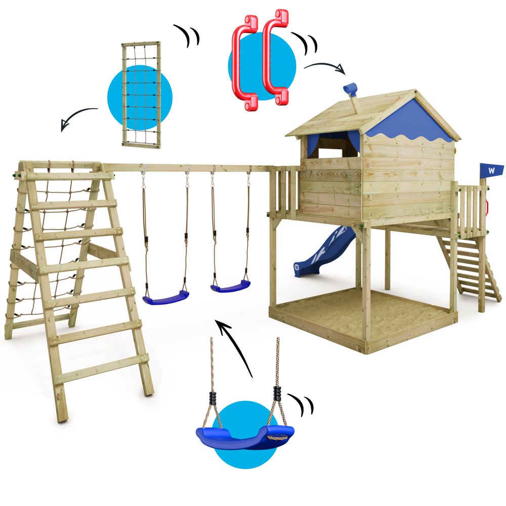 Stelzenhaus Wickey Smart Ocean mit Schaukel und XXL Sandkasten in Blau