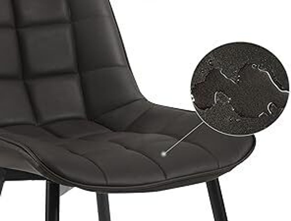 WOLTU Esszimmerstühle 2er-Set Küchenstuhl Polsterstuhl mit Rückenlehne, aus Kunstleder, Metallbeine, Anthrazit