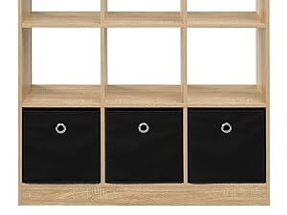 WOLTU Bücherregal Standregal, mit 9 Fächern 3 Schubladen, aus Vliesstoff, Eiche