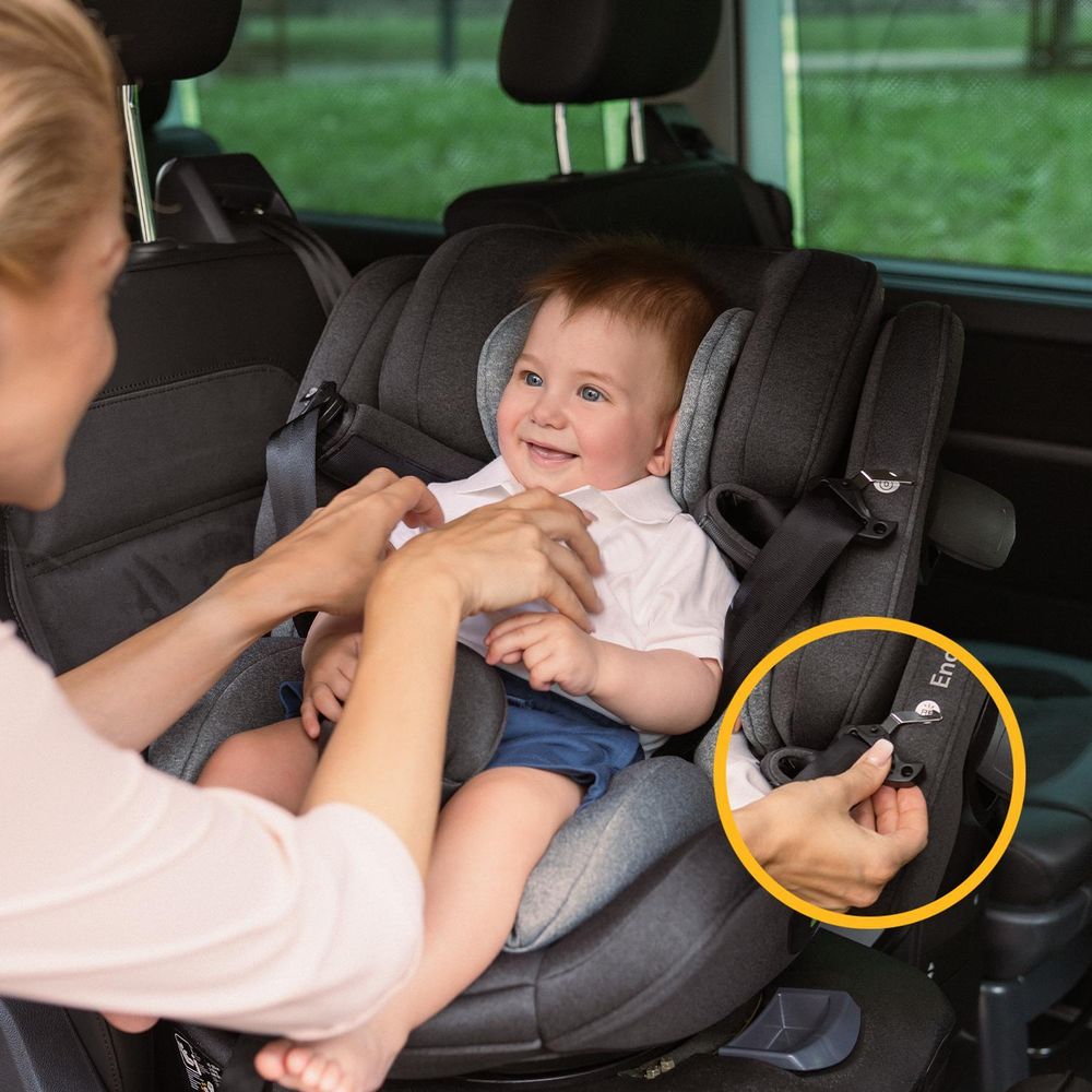 Osann Eno360 2, Kindersitz 360 drehbar mit Isofix 40-150 cm, Reboarder mit Isofix und Top-Tether – All Black