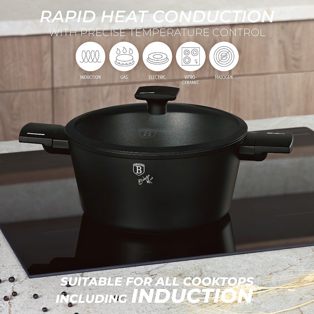 BERLINGERHAUS 10-teiliges Kochgeschirrset aus der Matte Black Collection BH-8197 mit Titanoberfläche