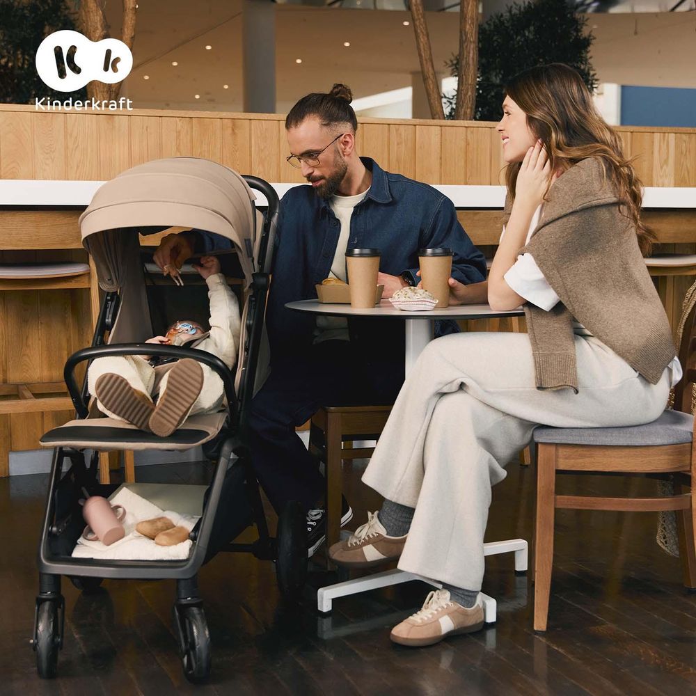 Kinderkraft LOOM – Grüner Buggy bis 27 kg, pannensichere Räder, leicht & kompakt, ideal für Reisen und Alltag, Schwarz