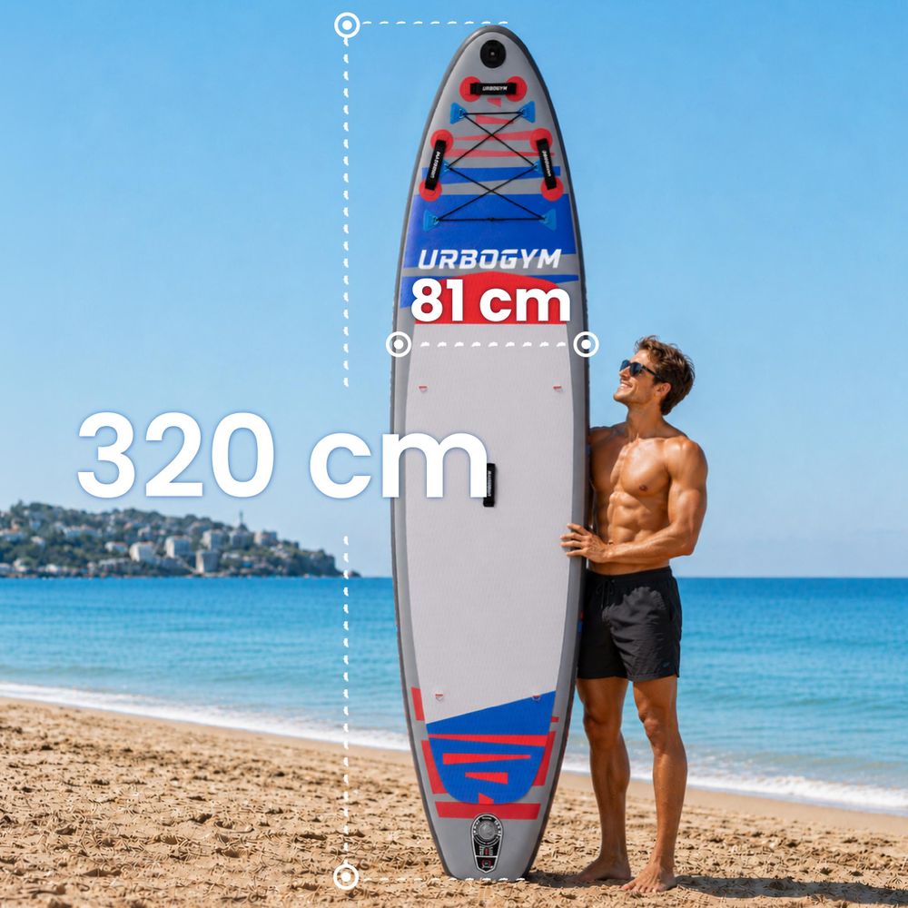 HAILSTORM 320 SUP-Board mit den Abmessungen 320 × 81 × 15 cm.