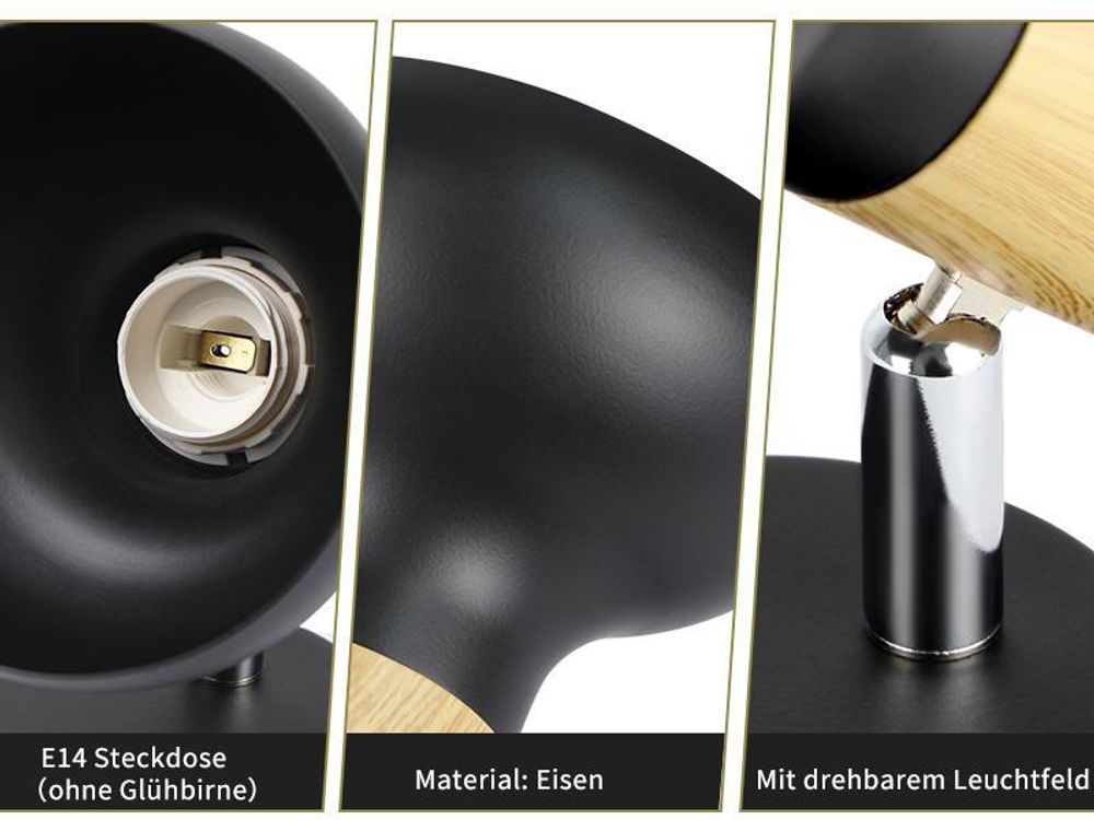 ZMH faretto da soffitto 2 fiamme plafoniera vintage corridoio soffitto nero spot industriale faretto interno E14 metallo 350° spot orientabili per camera da letto soggiorno (senza lampadina)