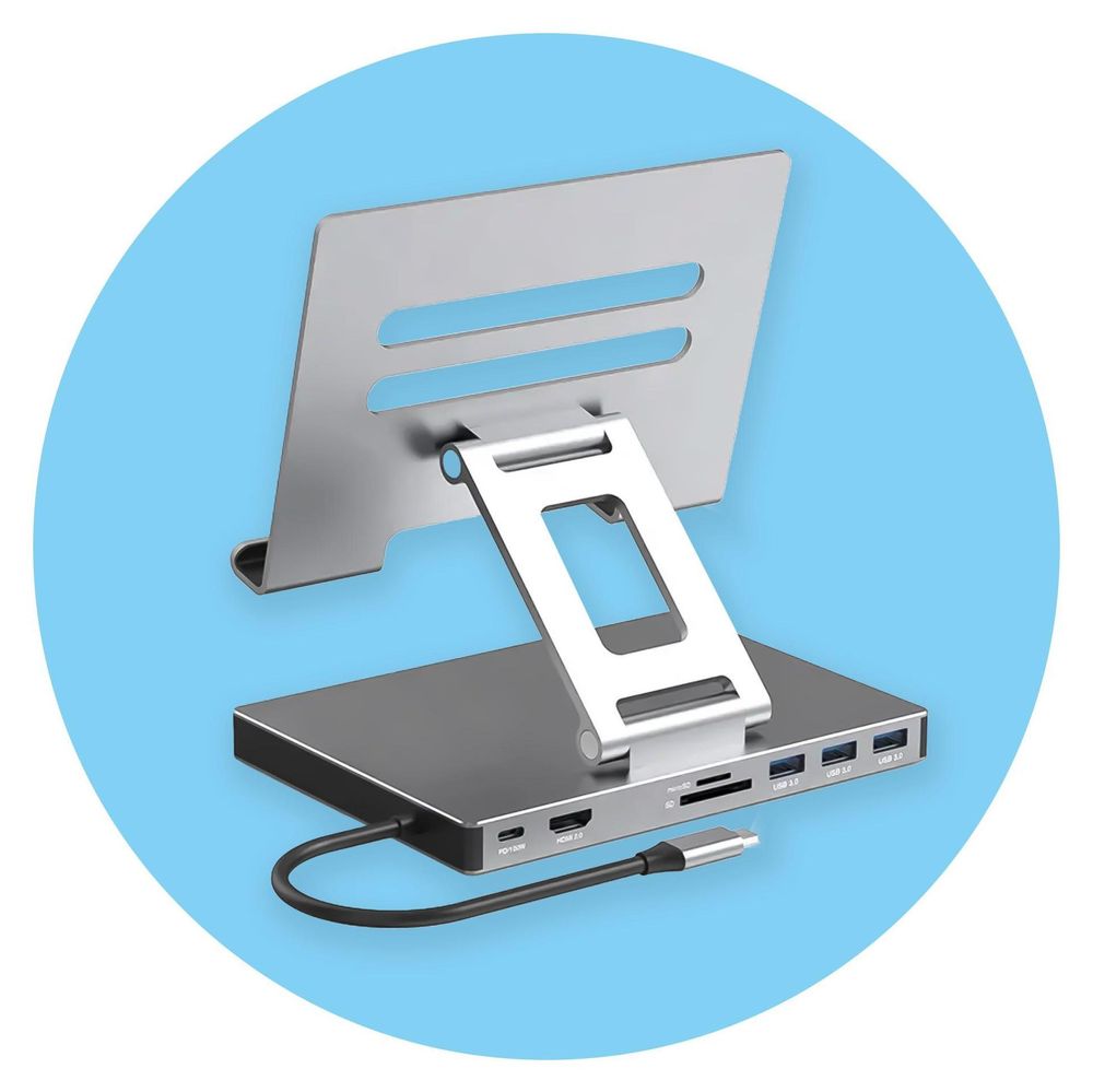 Reagle Tablet Ständer mit Docking Station Hub HDMI PD USB C Höhenverstellbarer Aluminium