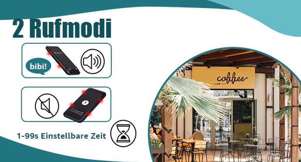 Retekess TD157 Restaurant Pager System, 16 Pagers, 500M Pager Rufsystem, 2 Rufmod, 24H, Pager Pieper für Food Court, Hotel, Café, Bar, 998 Kanäle