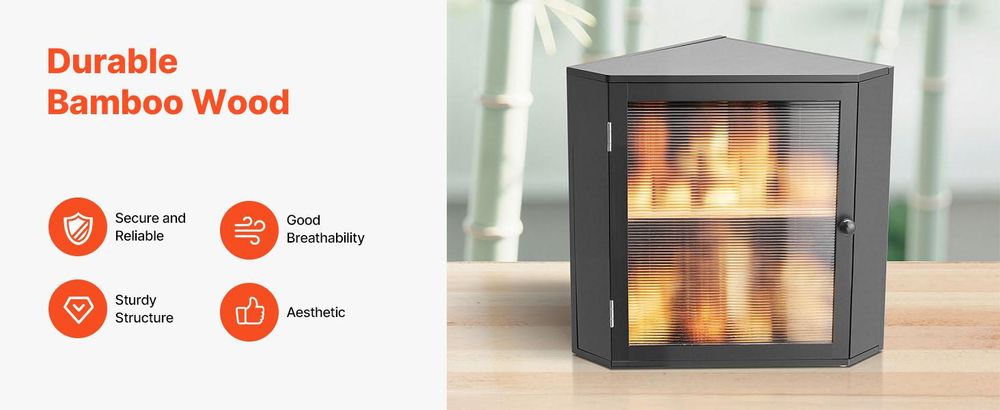 VEVOR Eck-Brotkasten doppellagiger Brotbehälter Brotbox Organizer aus Holz für s