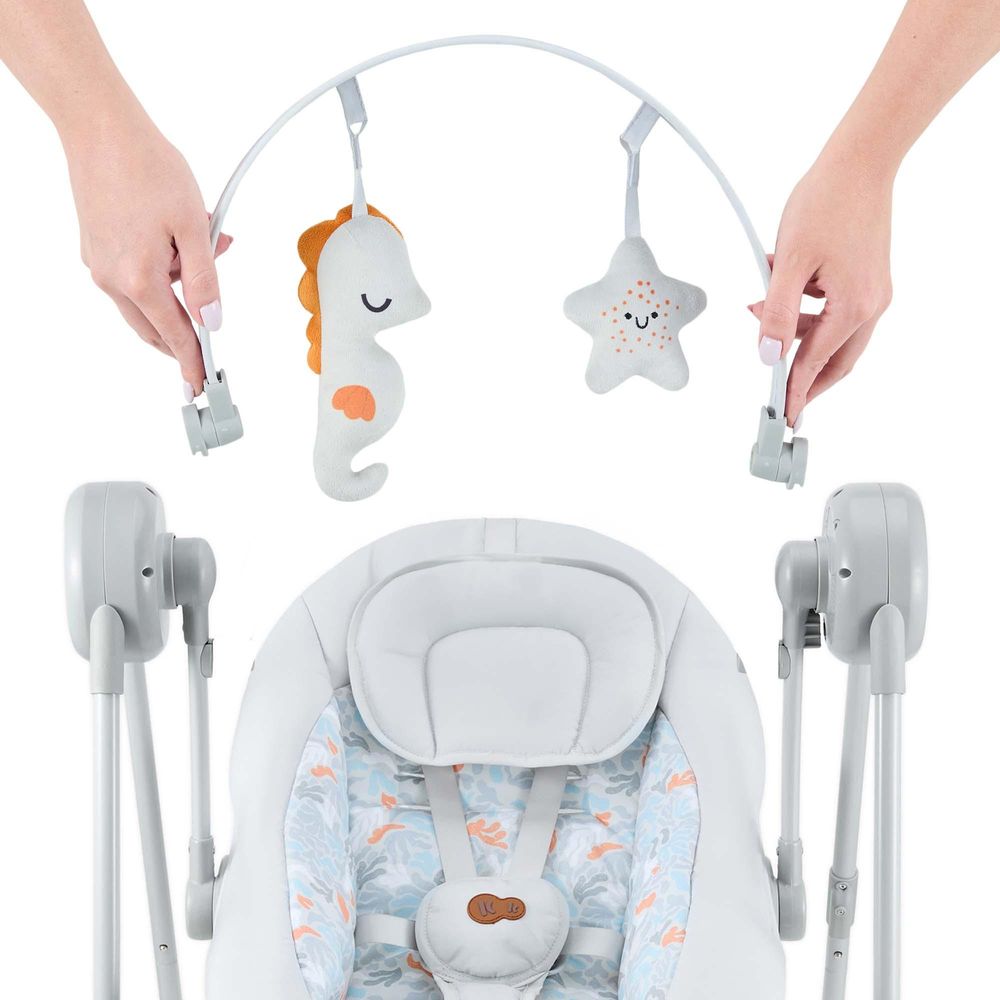 Kinderkraft elektrische Babywippe SWINGEE – 5 Schaukelstufen – Timer – Musik – verstellbar & faltbar – nur 3,7 kg – Grau