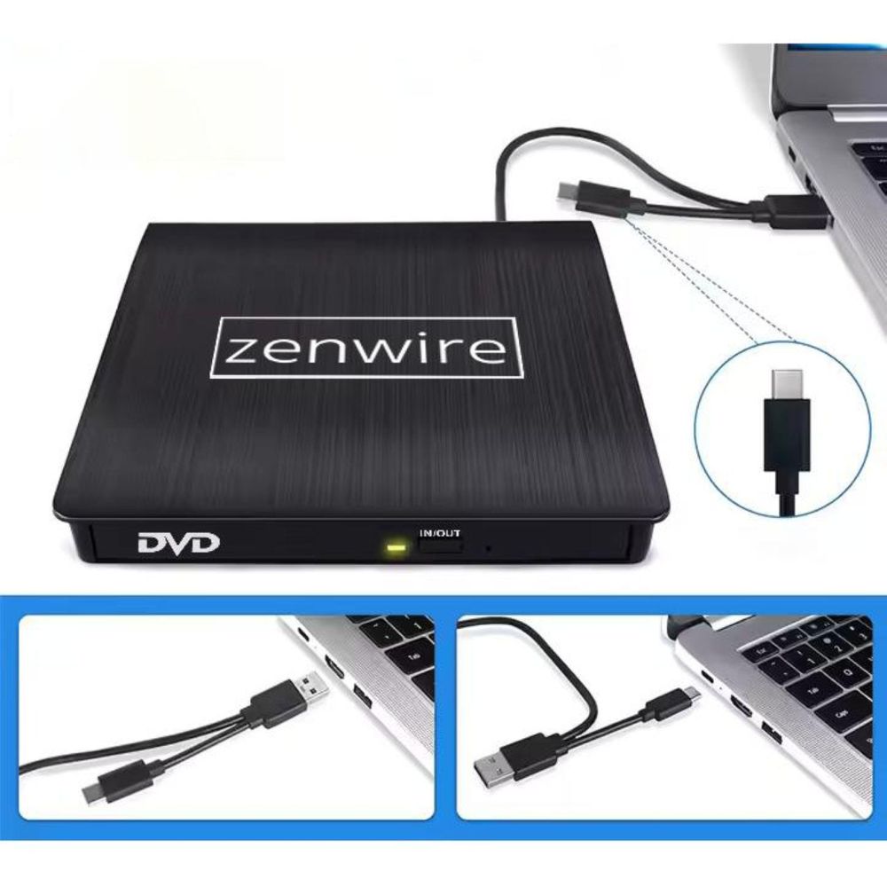 Externes tragbares Laufwerk - DVD CD - 2-in-1 - USB 3.0 USB-C - für Brenner - CD/DVD-Player - für Laptop - für Computer