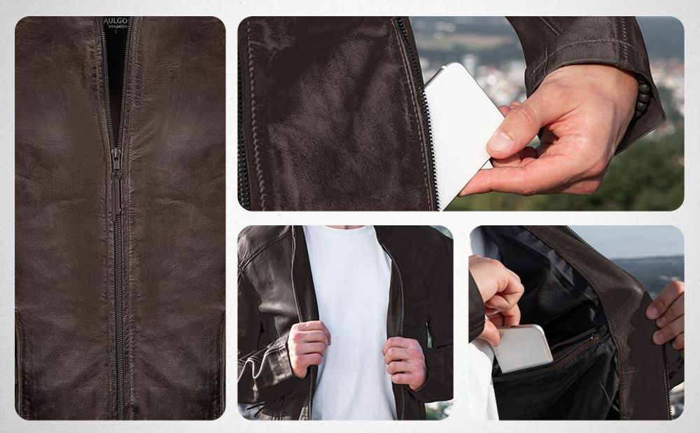 PAULGOS Herren Lederjacke Echtes Leder Jacke Echtleder Übergangsjacke Fashion in 5 Farben Gr. S-7XL Design 3