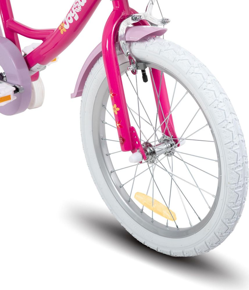 HILAND Joystar 14 Zoll Kinderfahrräder Mädchen mit Puppensitz, Stützräder, Korb, Schutzbleche, V-Brake-Bremsen, Rosa