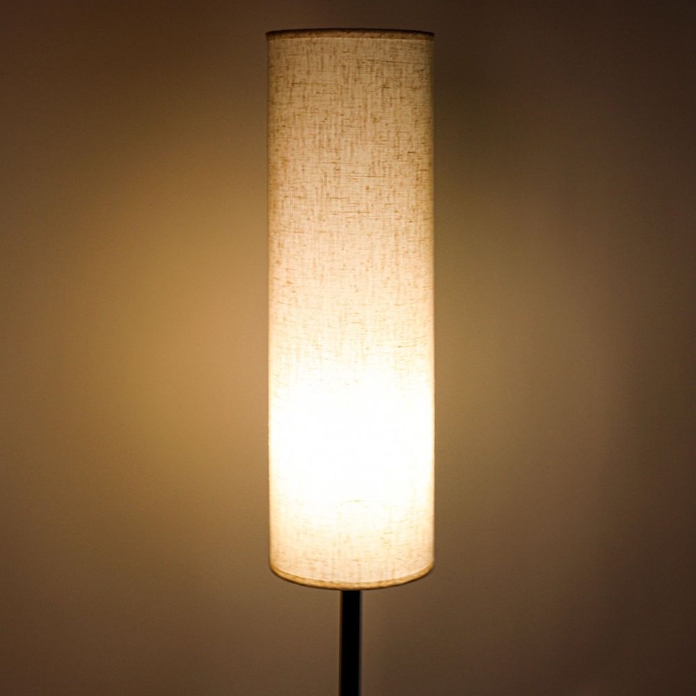 MasterLED Stehlampe E27 Rattan-Optik 150cm - Moderne Boho Standleuchte Wohnzimmer Schwarz - Stoffschirm Zylinder Textil