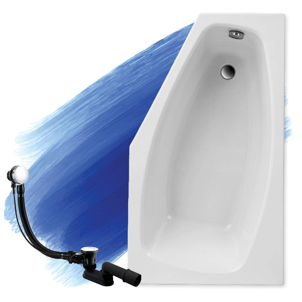 Weiß Eckbadewanne mit modernem, dargestellt mit einem schwarzen Ablauf