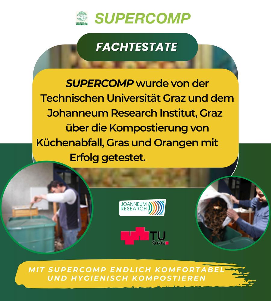 SUPERCOMP Garten Komposter Rattensicher mit rundum Schädlingsschutz, Dichtungen und Gitter, geruchsarm & ohne Umsetzen, mit Bodenplatte
