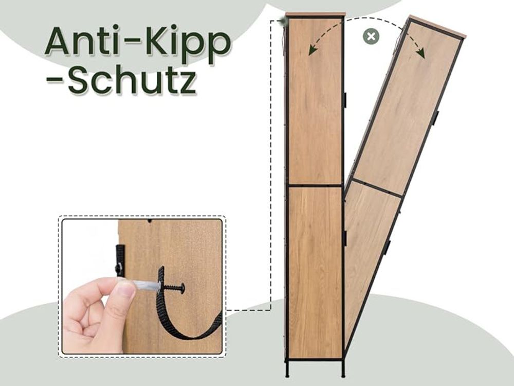 EUGAD Badezimmerschrank, mit Schublade, offenem Fach, verstellbaren Ablagen, 30x180x30 cm, schwarz Helle Eiche