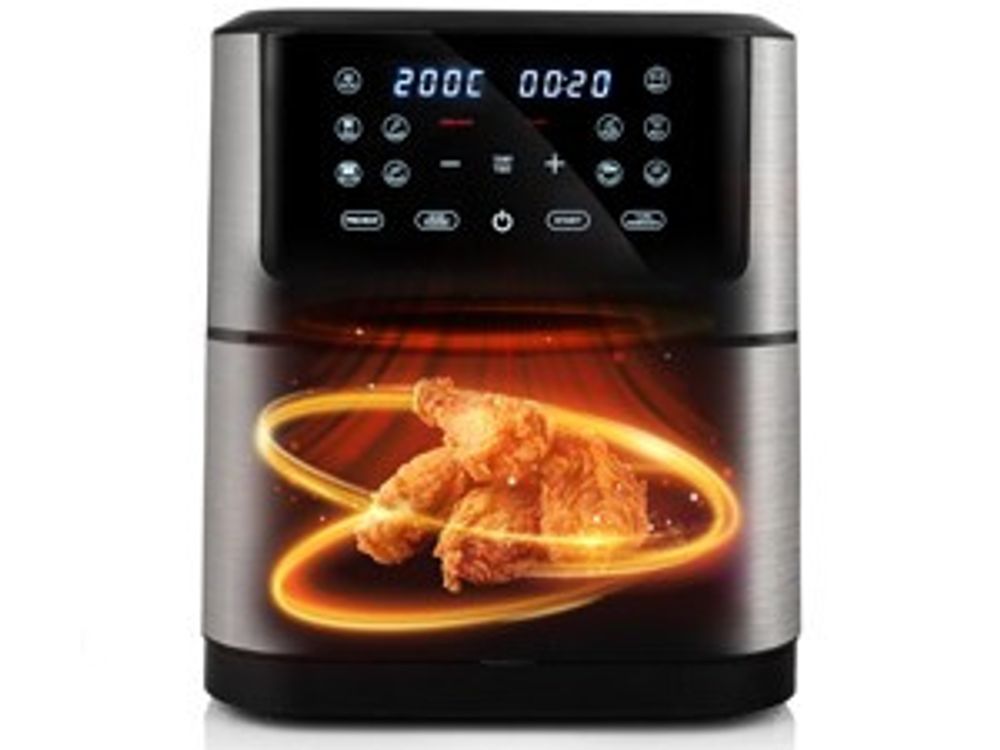 Lehmann 8L Heißluftfritteuse mit 10 Kochprogrammen, 1800 W Air Fryer mit Digitalem LED-Touchscreen und Timer, bis zu 200 °C, gesundes Essen ohne Öl