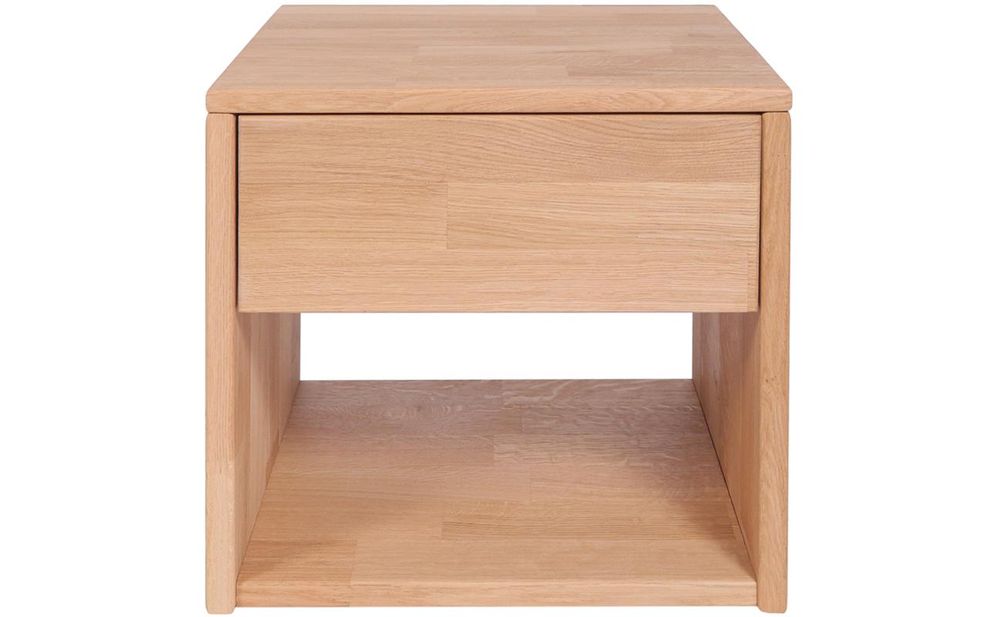 Krok Wood Nachttisch Jana aus Eiche Massivholz, geölt, mit Schublade, Farbe Natur 40x39x39 cm