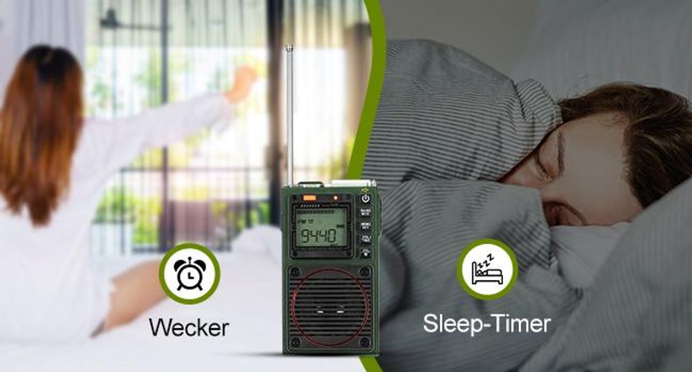 Retekess TR111 Tragbares Shortwave Radio,FM VHF AM SW WB Band Radio,Unterstützung App Intelligent Remote,MP3/TF,Bass Stereo SOS Alarm,Anwendbar für Radio Enthusiasten