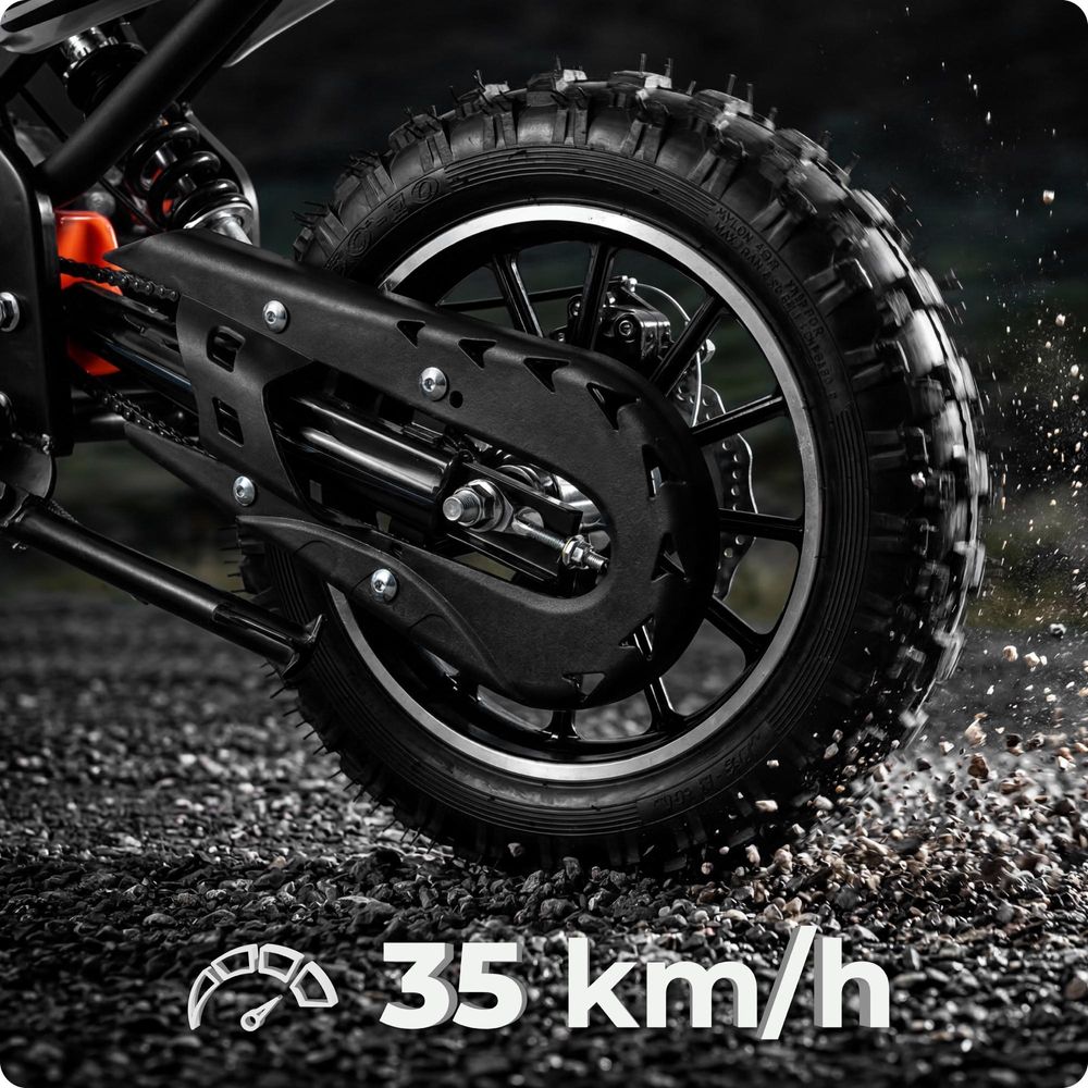 VOLTOURI CR49-BLACK Mini Cross 49cc Benzin Motorrad für Kinder Offroad 35 km/h 10" Räder Scheibenbremsen Schwarz