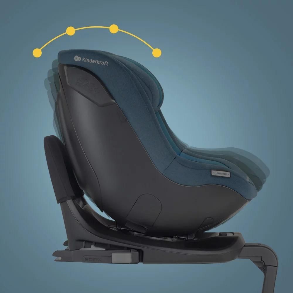 Kinderkraft I-GUARD i-Size - Autositz 40-105 cm - R129 Norm - 360° - H-GUARD SYSTEM - ISOFIX - Belüftete Schale - Verstellbare Kopfstütze - Grau